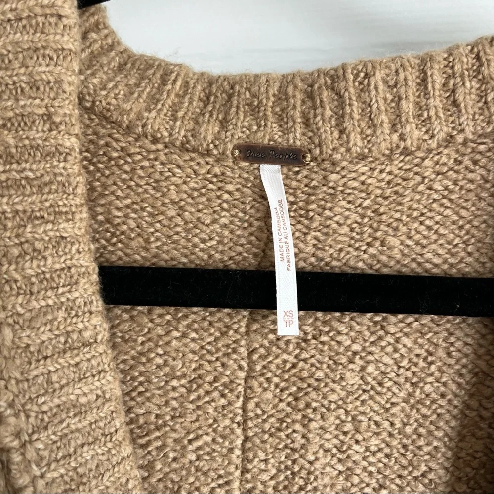Free People Brookside Tunic Sweater Camel Tan Knit Oversized Sweater